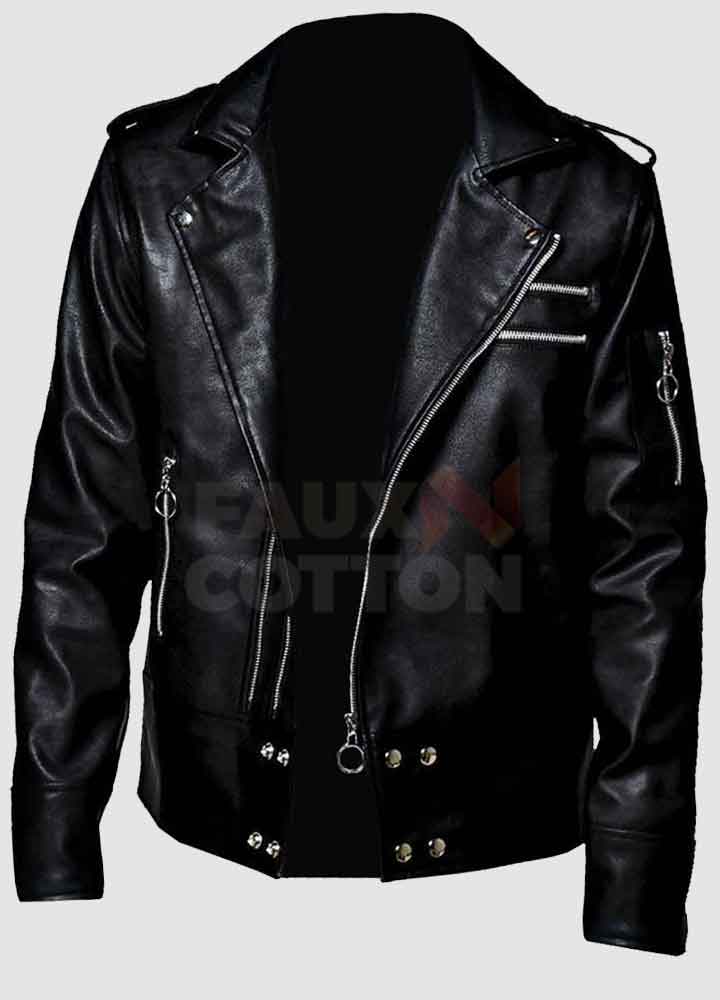 Men's Black Vegan Biker Leather Jacket 